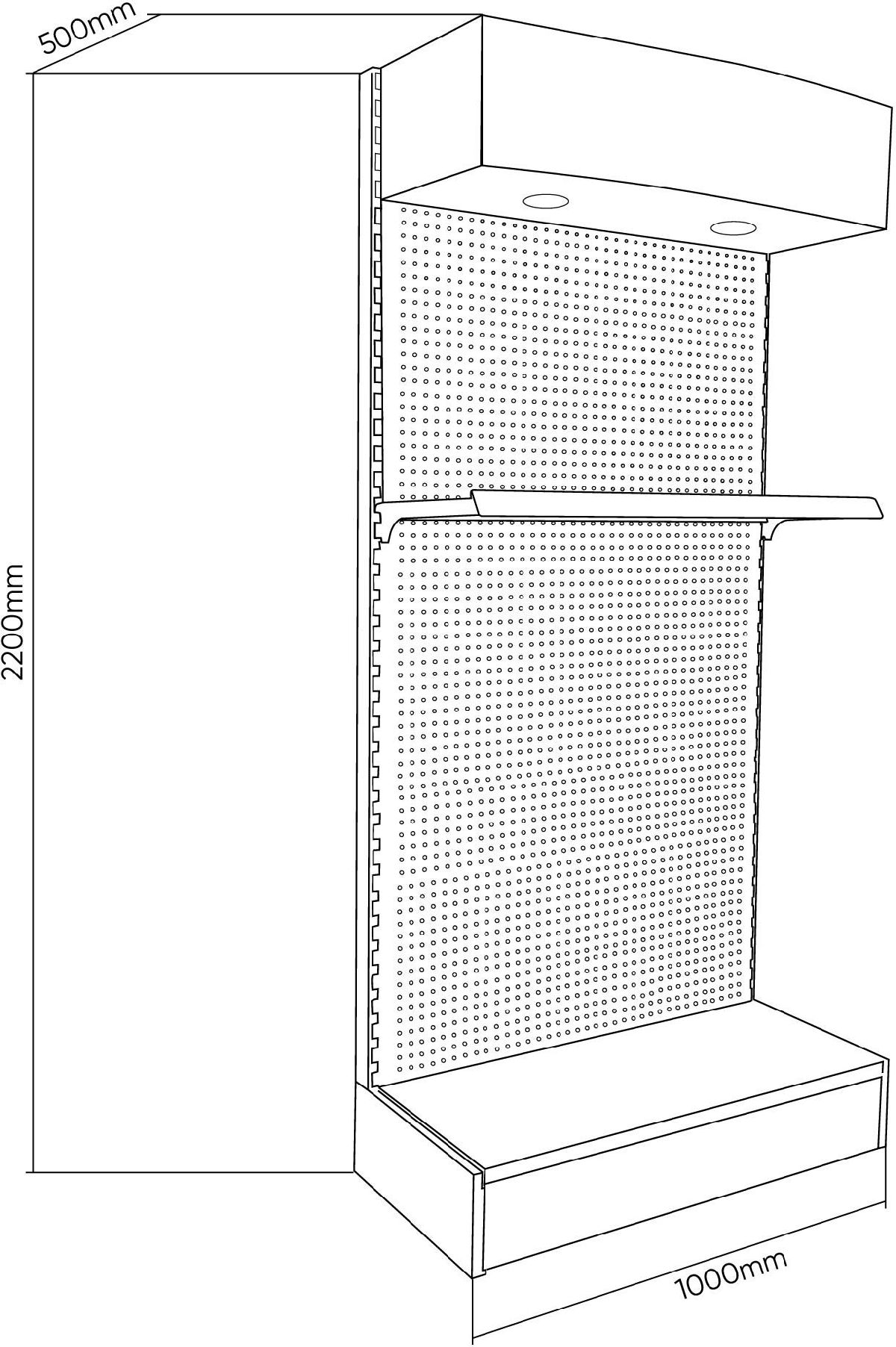 Werkzeugwand mit Beleuchtung 1000x500x2200mm