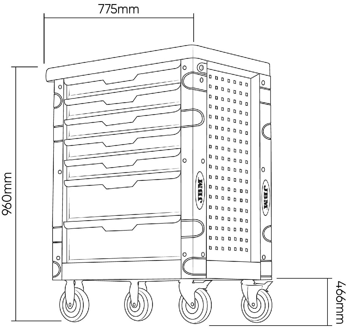 Servant d'outils vide 7 tiroirs