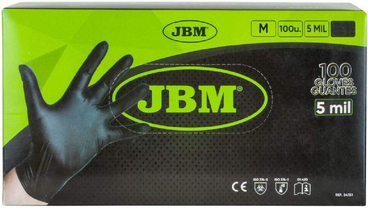 Gants nitrile à usage unique 5 Mil. noir/taille M / EMB100