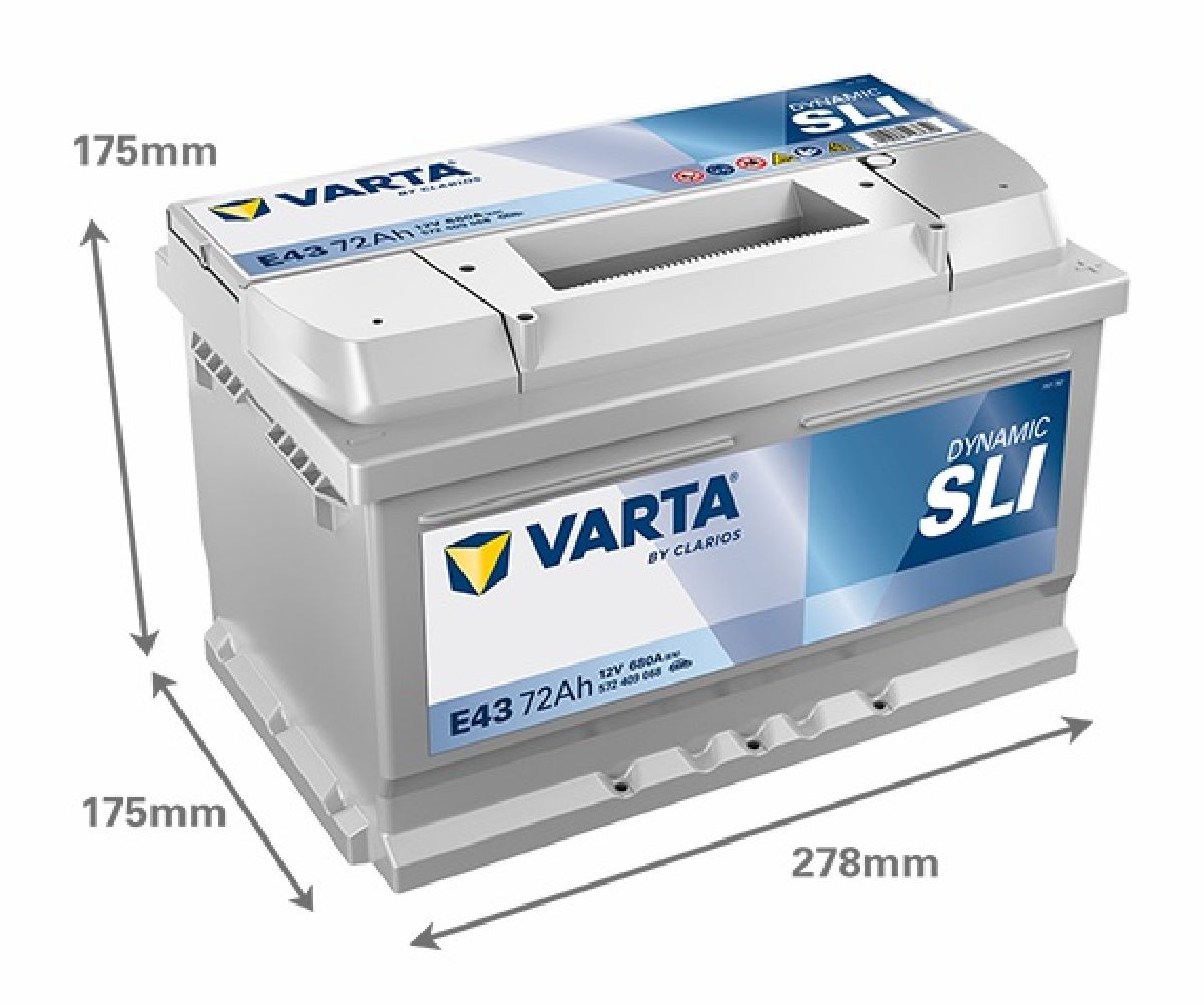 Starterbatterie 12V/72Ah/680A LxBxH 278x175x175mm/S:0