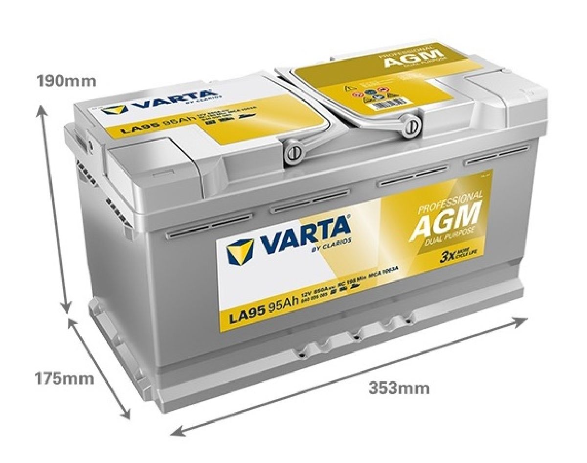 AGM-Batterie 12V/95Ah/850A LxBxH 353x175x190mm/S:0