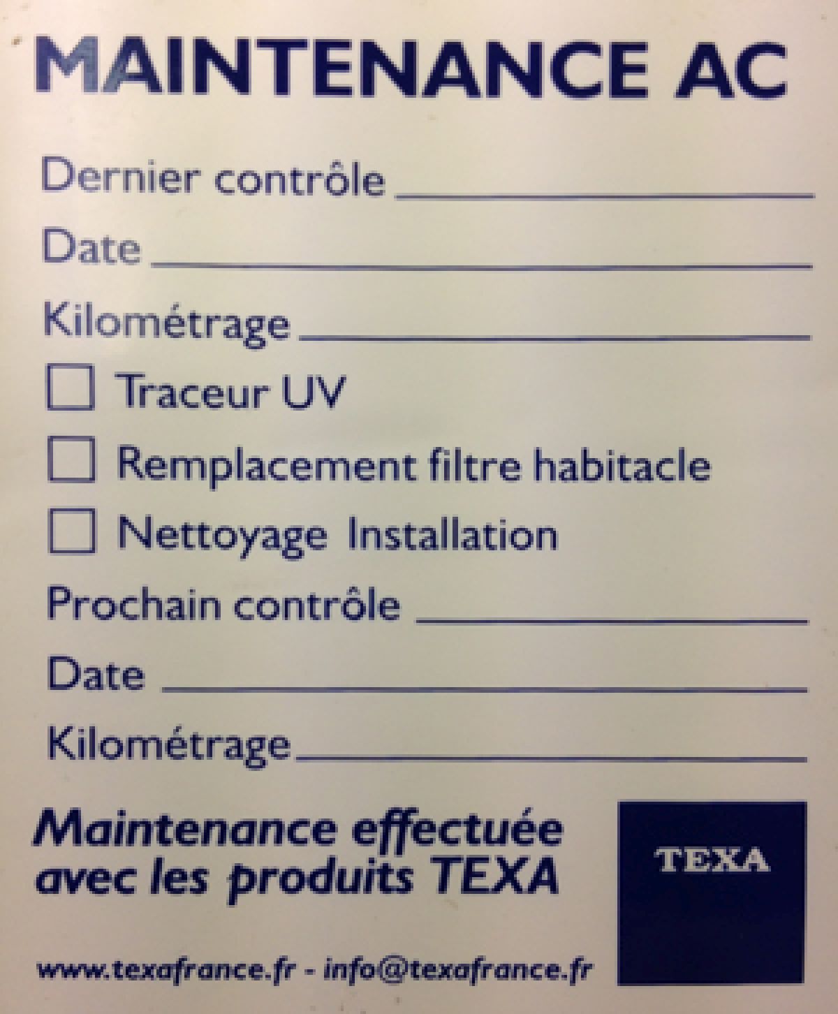 TEXA Klebeeticketten "Klima"