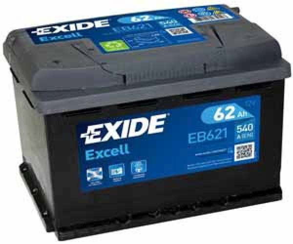 Exide Excell 12V/62Ah/540A LxBxH 242x175x190mm/B13/S:1