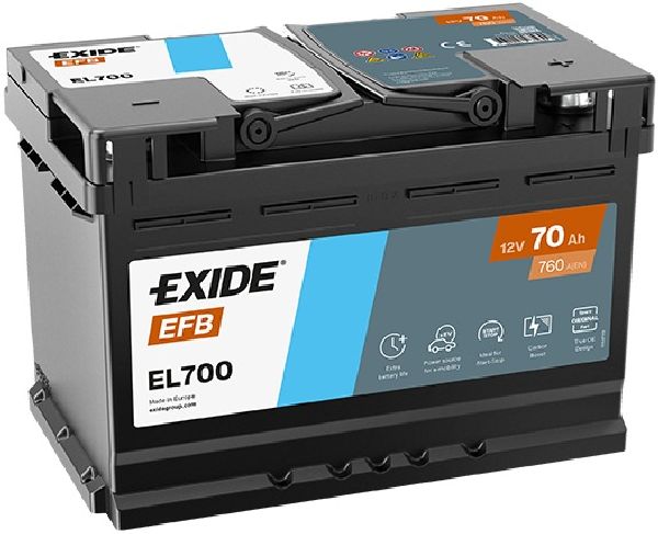 Exide Start-Stop EFB 12V/70Ah/760A LxLxH 278x175x190mm/B13/C:0