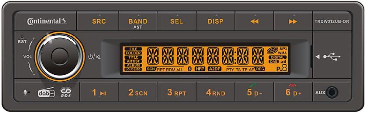 Radio/USB MP3/WMA/DAB+/Bluetooth/12V